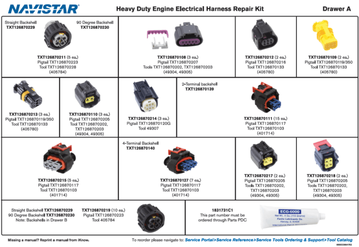 Heavy Duty Engine, Electrical Harness Repair Kit 6, - 5 Drawer