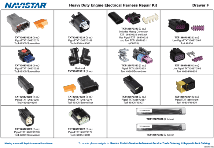Heavy Duty Engine Electrical Harness, Repair Kit, 5 Drawer