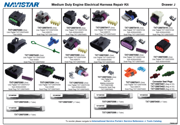 Medium Duty Engine Harness Repair Kit: Drawer J - Image 2
